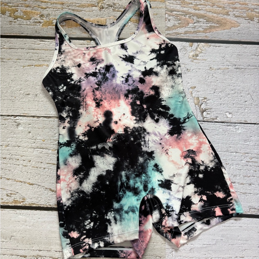 SHEIN Multicolor Tie-Dye Bodysuit Gymnastics Dance 8Y